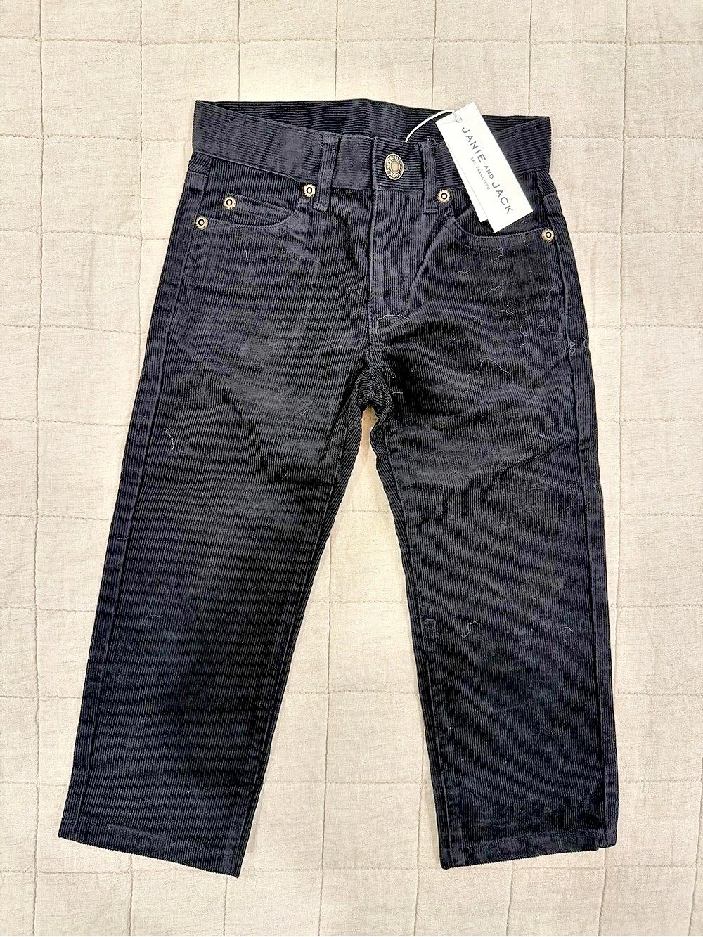 Janie and Jack Corduroy Pants Boys Black Corduroy Pants Size 3T NWT